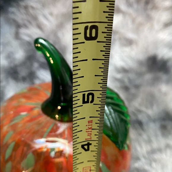 Handblown Orange Glass Pumpkin with Green Stem - Home Art - Picture 14 of 16